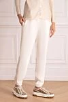 Ermanno Scervino Women's jogger pants white - four pockets. viscose, wool. drawstring. Country of manufacture: Italy. Care: specialized cleaning - photo 3