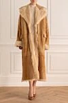 Sheepskin coat made of natural fur orange for women Ermanno Scervino - fur collar, edging. natural fur. buttons, belt. two side pockets. Country of manufacture: Italy. Care: specialized cleaning - photo 2