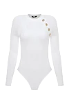 Balmain Women's white bodysuit - Decoration: gold-plated buttons. 86% viscose, 12% polyamide, 2% elastane. Country of manufacture: Italy. Care: specialized cleaning - photo 1