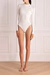 Women's white bodysuit Balmain - Decoration: gold-plated buttons. 86% viscose, 12% polyamide, 2% elastane. Country of manufacture: Italy. Care: specialized cleaning - photo 2