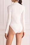 Women's white bodysuit Balmain - Decoration: gold-plated buttons. 86% viscose, 12% polyamide, 2% elastane. Country of manufacture: Italy. Care: specialized cleaning - photo 4