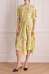 Yellow silk dress for women Valentino - zipper. floral pattern. 100% silk. Country of manufacture: Italy. Care: specialized cleaning - photo 2