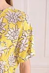 Valentino Yellow silk dress for women - zipper. floral pattern. 100% silk. Country of manufacture: Italy. Care: specialized cleaning - photo 5