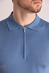 Cesare di Napoli Blue silk polo for men - 100% silk. Closure: Zipper. Country of manufacture: Italy. Care: specialized cleaning - photo 5