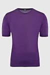 Cesare di Napoli Short sleeve jumper in cotton and silk purple for men - Short sleeve. 55% silk, 45% cotton. Country of manufacture: Italy. Care: specialized cleaning - photo 1