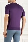 Short sleeve jumper in cotton and silk purple for men Cesare di Napoli - Short sleeve. 55% silk, 45% cotton. Country of manufacture: Italy. Care: specialized cleaning - photo 4