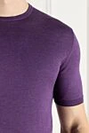 Cesare di Napoli Short sleeve jumper in cotton and silk purple for men - Short sleeve. 55% silk, 45% cotton. Country of manufacture: Italy. Care: specialized cleaning - photo 5