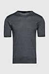 Cesare di Napoli Short sleeve jumper in silk and cotton gray for men - Short sleeve. 55% silk, 45% cotton. Country of manufacture: Italy. Care: specialized cleaning - photo 1