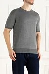 Cesare di Napoli Short sleeve jumper in silk and cotton gray for men - Short sleeve. 55% silk, 45% cotton. Country of manufacture: Italy. Care: specialized cleaning - photo 3