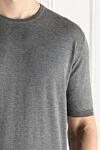 Cesare di Napoli Short sleeve jumper in silk and cotton gray for men - Short sleeve. 55% silk, 45% cotton. Country of manufacture: Italy. Care: specialized cleaning - photo 5