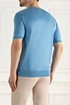 Short sleeve jumper in silk and cotton blue for men Cesare di Napoli - Short sleeve. 55% silk, 45% cotton. Country of manufacture: Italy. Care: specialized cleaning - photo 4