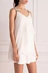 Brunello Cucinelli Women's white silk top with sequin straps - sleeveless, contrasting straps, flared bottom. silk. Country of manufacture: Italy. Care: specialized cleaning - photo 3