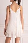 Women's white silk top with sequin straps Brunello Cucinelli - sleeveless, contrasting straps, flared bottom. silk. Country of manufacture: Italy. Care: specialized cleaning - photo 4