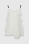 Women's white silk top with sequin straps Brunello Cucinelli - sleeveless, contrasting straps, flared bottom. silk. Country of manufacture: Italy. Care: specialized cleaning - photo 6