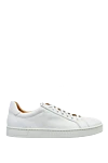 Magnanni White leather sneakers for men - firmware. 100% genuine leather. lacing. height 2 cm. Country of manufacture: Italy. Care: specialized cleaning - photo 1