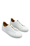 Magnanni White leather sneakers for men - firmware. 100% genuine leather. lacing. height 2 cm. Country of manufacture: Italy. Care: specialized cleaning - photo 3