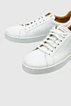 Magnanni White leather sneakers for men - firmware. 100% genuine leather. lacing. height 2 cm. Country of manufacture: Italy. Care: specialized cleaning - photo 5