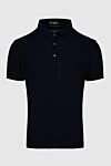 Corneliani Men's navy blue polo shirt with weave texture - 100% cotton. Buttons. Country of manufacture: Italy. Care: specialized cleaning - photo 1