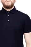 Corneliani Men's navy blue polo shirt with weave texture - 100% cotton. Buttons. Country of manufacture: Italy. Care: specialized cleaning - photo 5