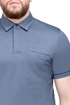 Corneliani Blue cotton polo for men - Chest pocket. 100% cotton. Buttons. Country of manufacture: Italy. Care: specialized cleaning - photo 5