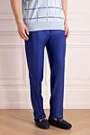 Stefano Ricci Blue trousers made of fine wool with a slight sheen to the fabric - 100% wool. Closure: button, zipper. two front pockets, two back pockets. Country of manufacture: Italy. Care: specialized cleaning - photo 3