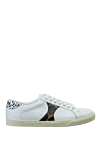 Celine Women's leather sneakers with leopard inserts in white - contrasting inserts. leather. lacing. Country of manufacture: Italy. Care: specialized cleaning - photo 1