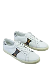 Celine Women's leather sneakers with leopard inserts in white - contrasting inserts. leather. lacing. Country of manufacture: Italy. Care: specialized cleaning - photo 3