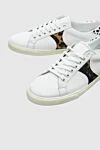 Celine Women's leather sneakers with leopard inserts in white - contrasting inserts. leather. lacing. Country of manufacture: Italy. Care: specialized cleaning - photo 5