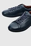 Loro Piana Blue leather sneakers for men - 100% genuine leather. laces. Country of manufacture: Italy. Care: specialized cleaning - photo 5