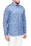 Zilli Blue cotton shirt for men - graphic pattern. 100% cotton. Closure: buttons. Country of manufacture: Italy. Care: specialized cleaning - photo 3