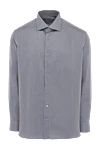 Zilli Men's blue cotton and cashmere shirt - stripe pattern. 85% cotton, 15 cashmere. Closure: buttons. Country of manufacture: Italy. Care: specialized cleaning - photo 1