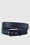 Cesare di Napoli Blue leather belt for men - Braided leather. 100% leather. Size: Width 4cm. Buckle. Country of manufacture: Italy. Care: specialized cleaning - photo 1