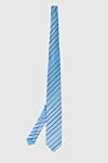 Italo Ferretti Blue silk tie for men - blue and white column. 100% silk. Country of manufacture: Italy. Care: specialized cleaning - photo 3