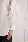 Valentino Women's oversized cotton shirt with ostrich feather trim - Decoration: ostrich feathers. Material: 100% cotton. buttons. Country of manufacture: Italy. Care: specialized cleaning - photo 5