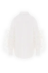 Women's oversized cotton shirt with ostrich feather trim Valentino - Decoration: ostrich feathers. Material: 100% cotton. buttons. Country of manufacture: Italy. Care: specialized cleaning - photo 6