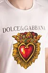 Dolce & Gabbana Футболка из хлопка белая мужская - тиснение логотипа, рисунок 