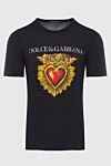 Dolce & Gabbana Чорна чоловіча футболка з принтом Священного Серця (уцінка) - тиснення логотипу, малюнок