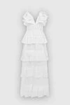 Fleur de Paris White linen and cotton dress for women - zipper. tiered skirt, ruffles. 55% linen, 45% cotton. Country of manufacture: Italy. Care: specialized cleaning - photo 1