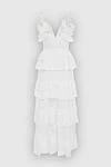 White linen and cotton dress for women Fleur de Paris - zipper. tiered skirt, ruffles. 55% linen, 45% cotton. Country of manufacture: Italy. Care: specialized cleaning - photo 6