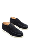 Pellettieri di Parma Blue suede loafers for men - contrast sole. heel height 2 cm, leather interior. 100% suede. Country of manufacture: Italy. Care: specialized cleaning - photo 3