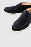 Pellettieri di Parma Blue suede loafers for men - contrast sole. heel height 2 cm, leather interior. 100% suede. Country of manufacture: Italy. Care: specialized cleaning - photo 5