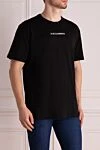 Dolce & Gabbana Black cotton T-shirt for men - logo print. 100% cotton. Country of manufacture: Italy. Care: specialized cleaning - photo 3