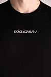 Dolce & Gabbana Black cotton T-shirt for men - logo print. 100% cotton. Country of manufacture: Italy. Care: specialized cleaning - photo 5