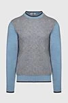 Cortigiani Blue wool and polyamide sweater for men - Contrasting sleeves and cuffs. 95% wool, 5% polyamide. Country of manufacture: Italy. Care: specialized cleaning - photo 1