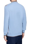 Blue wool and polyamide sweater for men Cortigiani - Contrasting sleeves and cuffs. 95% wool, 5% polyamide. Country of manufacture: Italy. Care: specialized cleaning - photo 4