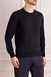 Cortigiani Black wool and silk jumper for men - 70% wool, 30% silk. Country of manufacture: Italy. Care: specialized cleaning - photo 3