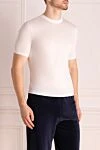 Cortigiani White cotton T-shirt for men - slits in the side seams. 100% cotton. Country of manufacture: Italy. Care: specialized cleaning - photo 3