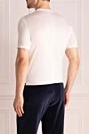 White cotton T-shirt for men Cortigiani - slits in the side seams. 100% cotton. Country of manufacture: Italy. Care: specialized cleaning - photo 4