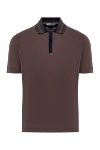 Cortigiani Long sleeve polo in cotton and crocodile leather brown for men - Contrasting collar, crocodile leather inserts. Long sleeve. 100% cotton, 100% crocodile skin. Closure: Zipper. Country of manufacture: Italy. Care: specialized cleaning - photo 1