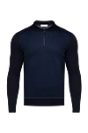 Cortigiani Wool long sleeve polo blue for men - Decor: Fantasy Pattern. Optional: Long sleeve. Composition: 100% wool. Closure: Zipper. Country of manufacture: Italy. Care: specialized cleaning - photo 1